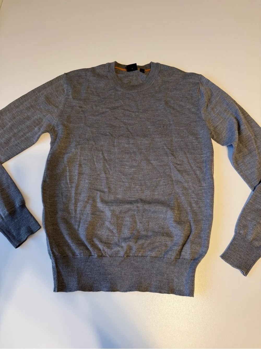 Men's Boss Gray Crewneck Wool Blend Small Sweater